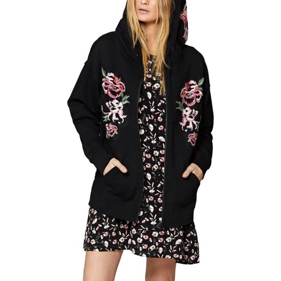 Sanctuary Tops - SOLD Sanctuary Floral Embroidered Zip Up Hoodie Sweatshirt